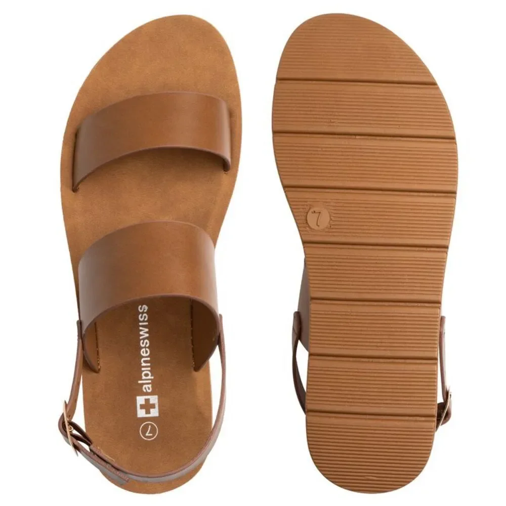 Alpine Swiss Brown Women's Sandals - Picture 4 of 6